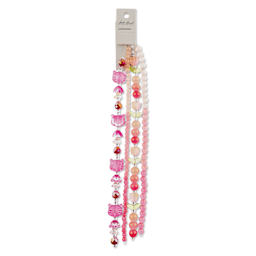 John Bead Crystal Lane DIY Glass Garden Bead Quadruple Strand - Cat Faces, Tulips, and Round Beads, Pink Mix front of packaging