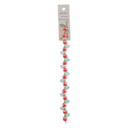 John Bead Crystal Lane DIY Glass Garden Bead Single Strand - Pears and Leaves, Red and Green front of packaging