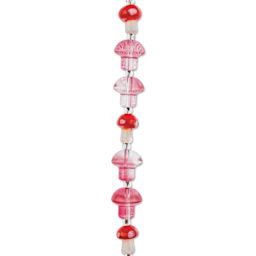 John Bead Crystal Lane DIY Glass Garden Bead Single Strand - Mushrooms, Pink and Red