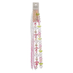 John Bead Crystal Lane DIY Glass Garden Bead Quadruple Strand - Butterflies, Tulips, and Faceted Rondelles, Pink Mix front of packaging