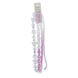 John Bead Crystal Lane DIY Glass Garden Bead Quadruple Strand - Butterflies, Flowers, and Faceted Rondelles, Purple Ombre front of packaging