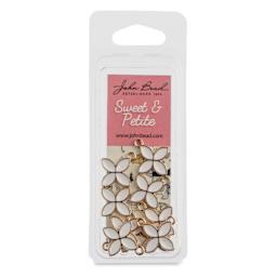 John Bead Sweet & Petite Charm - Four-Petal Flower, White, Pkg of 10 - front of packaging