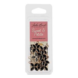 John Bead Sweet & Petite Charm - Four-Petal Flower, Black, Pkg of 10 - front of packaging