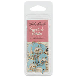 John Bead Sweet & Petite Charm - Dolphin, Blue and White, Pkg of 8