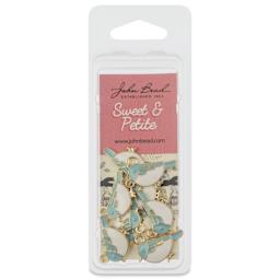 John Bead Sweet & Petite Charm - Birdie, Blue and White, Pkg of 8