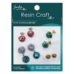 Jewelry Made By Me Post Earrings UV Resin DIY Kit front of packaging (resin sold separately)