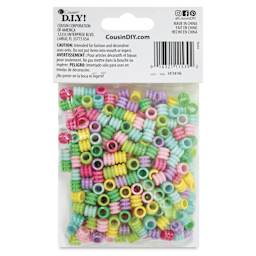 Cousin Fun Pack Acrylic Bead Mix - Large Hole Tubes, Pkg of 400 - back of packaging