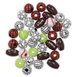 Cousin Fun Pack Acrylic Bead Mix - Sport Balls, Pkg of 40 - out of packaging