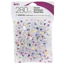Cousin DIY Heart Bead Mix - Pkg of 280, Rainbow Colors - front of packaging
