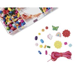 Cousin DIY Colorful Wood Bead Set - Pkg of 350 Beads w/ 2 Sets of Multi-Color String - one of each bead