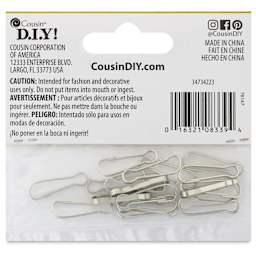 Cousin DIY Lanyard Hooks - Pkg of 18, Silver - back of packaging