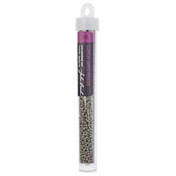 John Bead Solgel Chalk Dyed Czech Seed Beads - 11/0, Grey - 23 g vial