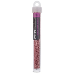 John Bead Solgel Chalk Dyed Czech Seed Beads - 11/0, Dark Pink, 23 g vial