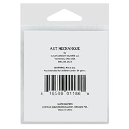 Ranger Ice Resin Hobnail Bezel - Square, Small, Antique Brass, Pkg of 2 - back of packaging