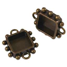 Ranger Ice Resin Hobnail Bezel - Square, Small, Antique Brass, Pkg of 2