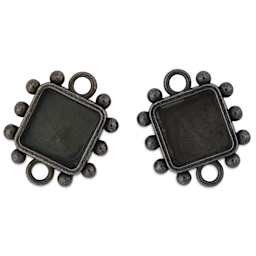 Ranger Ice Resin Hobnail Bezel - Square, Small, Antique Silver, Pkg of 2 - top view