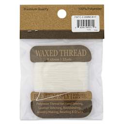 Hemptique Waxed Bonded & Round Thread - White, 0.45 mm, 32 yds - back of packaging