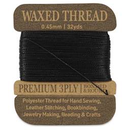 Hemptique Waxed Bonded & Round Thread - Black, 0.45 mm, 32 yds