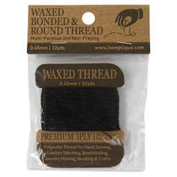 Hemptique Waxed Bonded & Round Thread - Black, 0.45 mm, 32 yds - front of packaging
