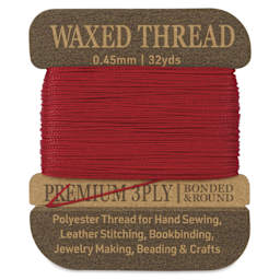 Hemptique Waxed Bonded & Round Thread - Red, 0.45 mm, 32 yds