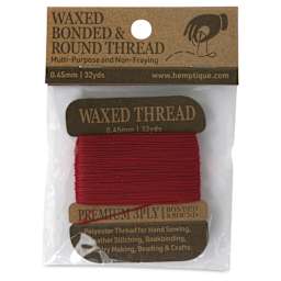 Hemptique Waxed Bonded & Round Thread - Red, 0.45 mm, 32 yds - front of packaging