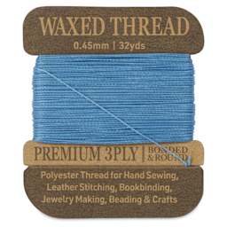 Hemptique Waxed Bonded & Round Thread - Light Blue, 0.45 mm, 32 yds