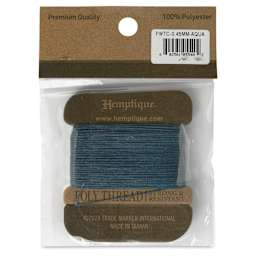 Hemptique Waxed Bonded & Round Thread - Aqua, 0.45 mm, 32 yds - back of packaging