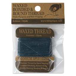 Hemptique Waxed Bonded & Round Thread - Aqua, 0.45 mm, 32 yds - front of packaging