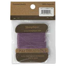 Hemptique Waxed Bonded & Round Thread - Plum, 0.45 mm, 32 yds - back of packaging