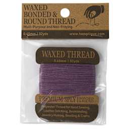 Hemptique Waxed Bonded & Round Thread - Plum, 0.45 mm, 32 yds - front of packaging