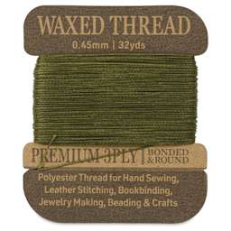Hemptique Waxed Bonded & Round Thread - Sage, 0.45 mm, 32 yds