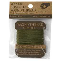Hemptique Waxed Bonded & Round Thread - Sage, 0.45 mm, 32 yds - front of packaging