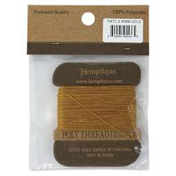 Hemptique Waxed Bonded & Round Thread - Gold, 0.45 mm, 32 yds - back of packaging
