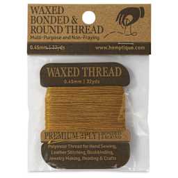 Hemptique Waxed Bonded & Round Thread - Gold, 0.45 mm, 32 yds - front of packaging
