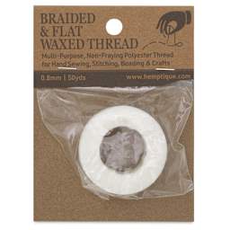Hemptique Braided & Flat Waxed Thread - White, 0.8 mm, 50 yds - front of packaging