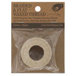 Hemptique Braided & Flat Waxed Thread - Natural, 0.8 mm, 50 yds - front of packaging