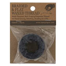 Hemptique Braided & Flat Waxed Thread - Black, 0.8 mm, 50 yds - front of packaging