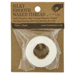 Hemptique Silky Smooth Waxed Thread - White, 1 mm, 25 yds - front of packaging