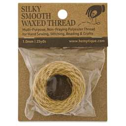 Hemptique Silky Smooth Waxed Thread - Natural, 1 mm, 25 yds - front of packaging