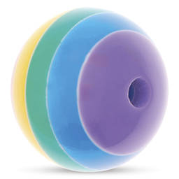 Rico Design Itoshii Plastic Bead - Striped Pearl, Rainbow, 18 mm Dia. - angled