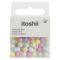 Rico Design Itoshii Plastic Beads - Pkg of 80, Rainbow Pastel, 6 mm Dia.