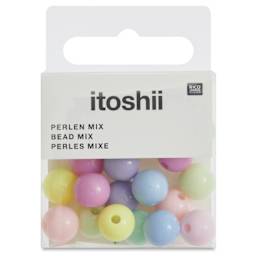 Rico Design Itoshii Plastic Beads - Pkg of 24, Rainbow Pastel, 10 mm Dia.