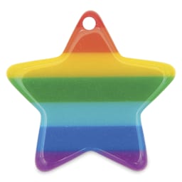 Rico Design Itoshii Plastic Disc Bead - Rainbow Star, 26 mm W x 25 mm L x 3 mm H