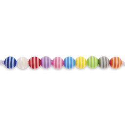 Rico Design Itoshii Plastic Beads - Multicolor Stripes, 6 mm Dia.
