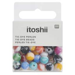 Rico Design Itoshii Plastic Beads - Pkg of 48, Multicolor Tie-Dye, 8 mm Dia.
