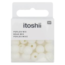 Rico Design Itoshii Plastic Beads - Pkg of 24, Off White, 10 mm Dia.