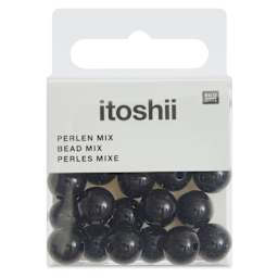 Rico Design Itoshii Plastic Beads - Pkg of 24, Black, 10 mm Dia.