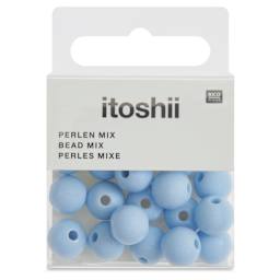 Rico Design Itoshii Plastic Beads - Pkg of 24, Blue-Gray, 10 mm Dia.