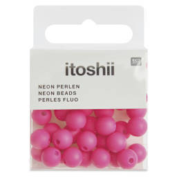 Rico Design Itoshii Plastic Beads - Pkg of 40, Neon Pink, 8 mm Dia.