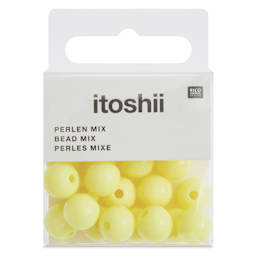 Rico Design Itoshii Plastic Beads - Pkg of 24, Yellow, 10 mm Dia.